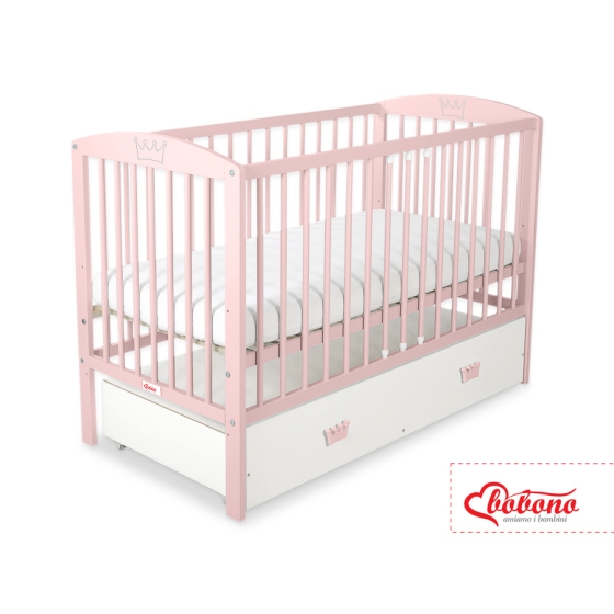 Baby cot bed 120x60cm with crown with drawer MAXI