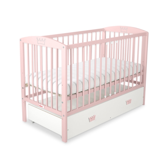 Baby cot bed 120x60cm with crown with drawer MAXI