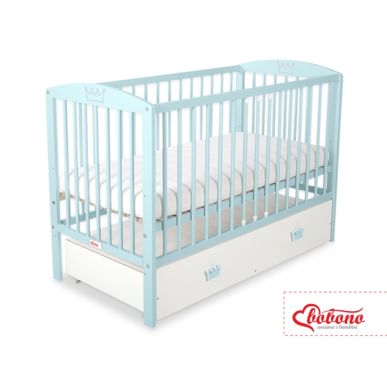 Baby cot bed 120x60cm with crown with drawer MAXI