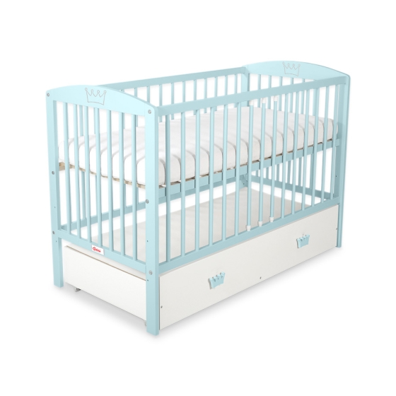 Baby cot bed 120x60cm with crown with drawer MAXI