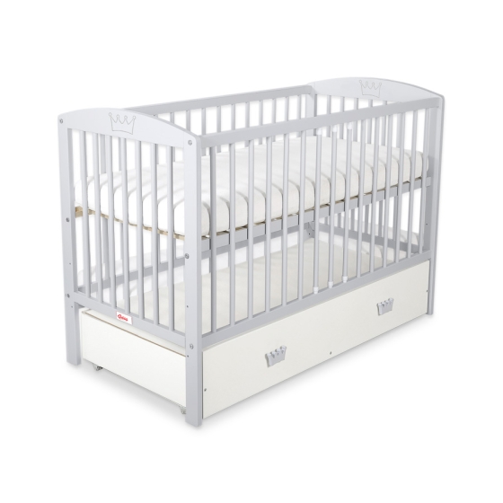Baby cot bed 120x60cm with crown with drawer MAXI