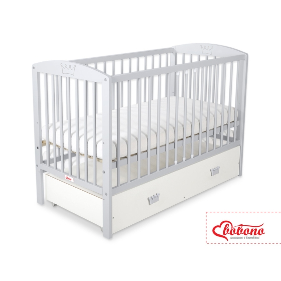 Baby cot bed 120x60cm with crown with drawer MAXI