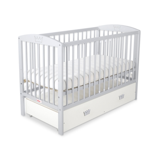 Baby cot bed 120x60cm with crown with drawer MAXI