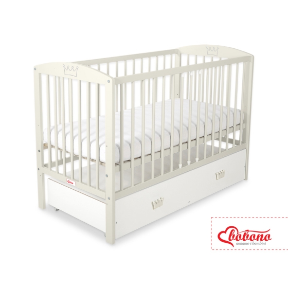 Baby cot bed 120x60cm with crown with drawer MAXI