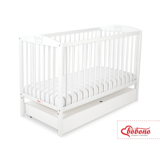 Baby cot bed 120x60cm with crown with drawer STANDARD