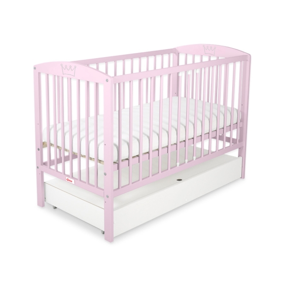 Baby cot bed 120x60cm with crown with drawer STANDARD