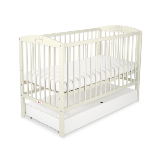 Baby cot bed 120x60cm with crown with drawer STANDARD
