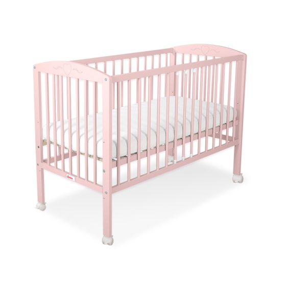 Baby cot bed 120x60cm with Hearts 5003-01- powder pink