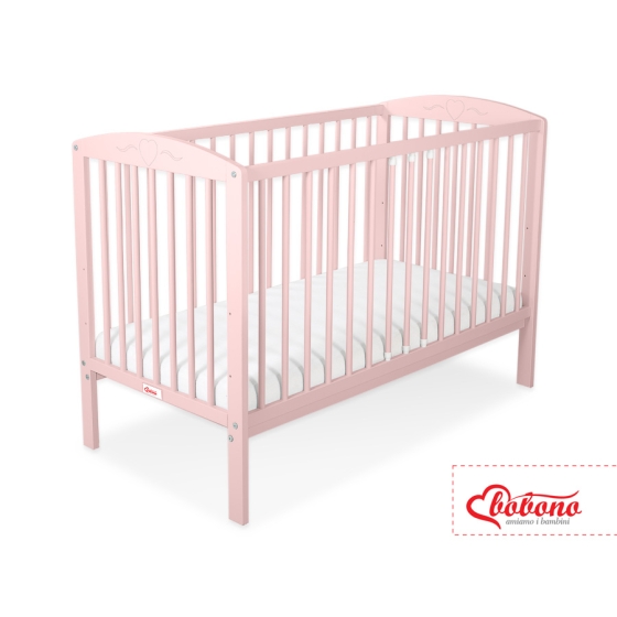 Baby cot bed 120x60cm with Hearts 5003-01- powder pink