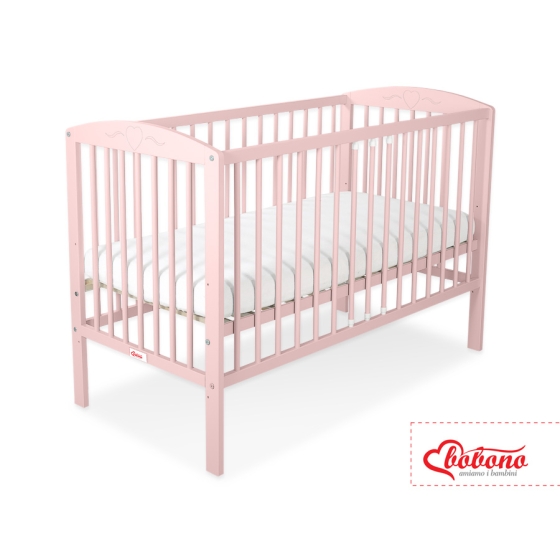 Baby cot bed 120x60cm with Hearts 5003-01- powder pink