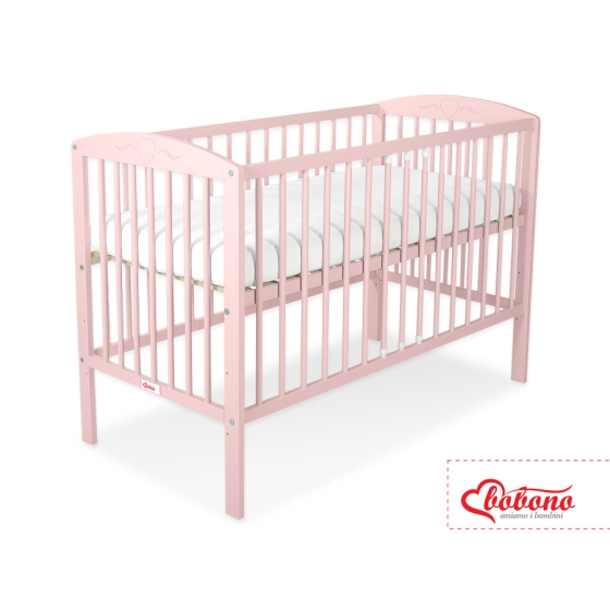 Baby cot bed 120x60cm with Hearts 5003-01- powder pink