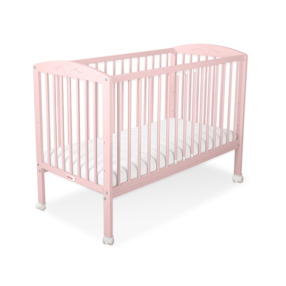 Baby cot bed 120x60cm with Hearts 5003-01- powder pink