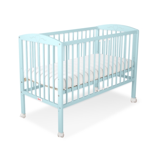 Baby cot bed 120x60cm with Hearts 5003-02- mint