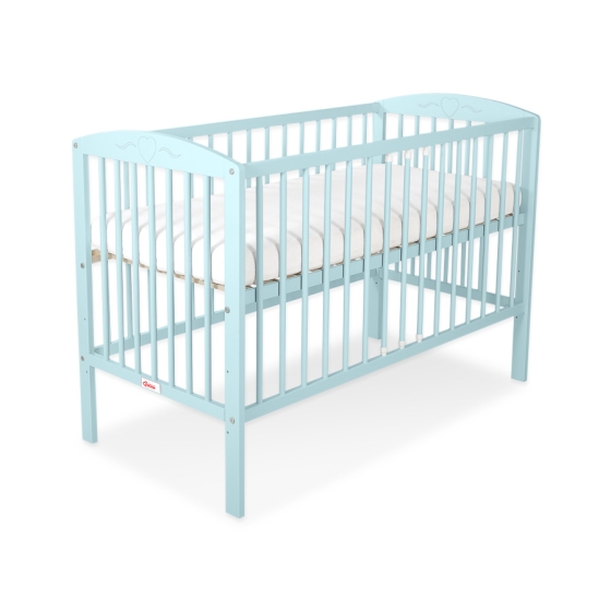 Baby cot bed 120x60cm with Hearts 5003-02- mint