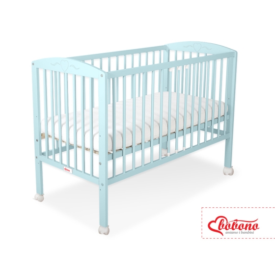 Baby cot bed 120x60cm with Hearts 5003-02- mint