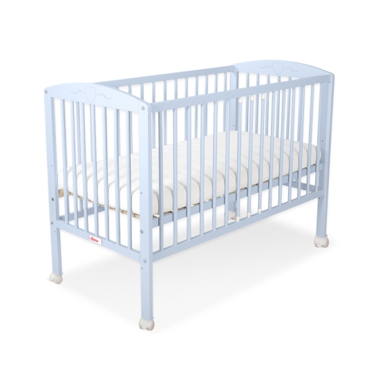 Baby cot bed 120x60cm with Hearts 5003-03- blue