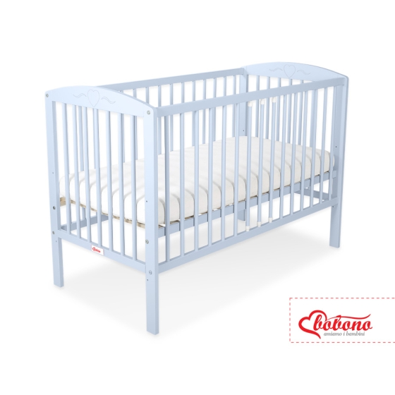 Baby cot bed 120x60cm with Hearts 5003-03- blue