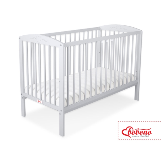 Baby cot bed 120x60cm with Hearts 5003-06- Gray