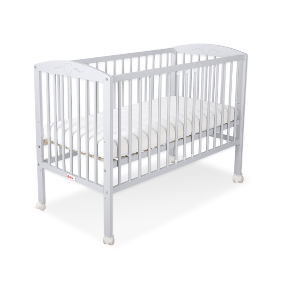 Baby cot bed 120x60cm with Hearts 5003-06- Gray