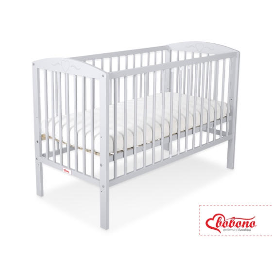Baby cot bed 120x60cm with Hearts 5003-06- Gray