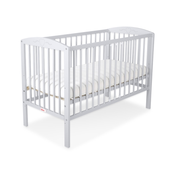 Baby cot bed 120x60cm with Hearts 5003-06- Gray
