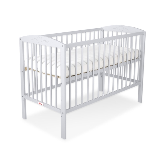 Baby cot bed 120x60cm with Hearts 5003-06- Gray