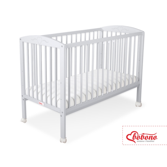 Baby cot bed 120x60cm with Hearts 5003-06- Gray