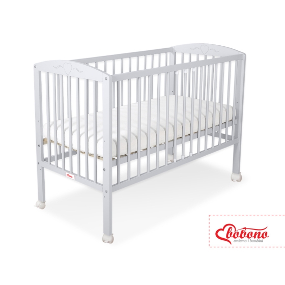 Baby cot bed 120x60cm with Hearts 5003-06- Gray
