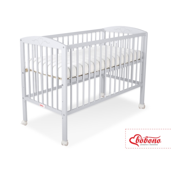 Baby cot bed 120x60cm with Hearts 5003-06- Gray