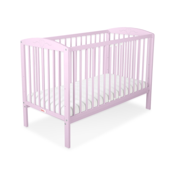 Baby cot bed 120x60cm with Hearts 5003-08- pink