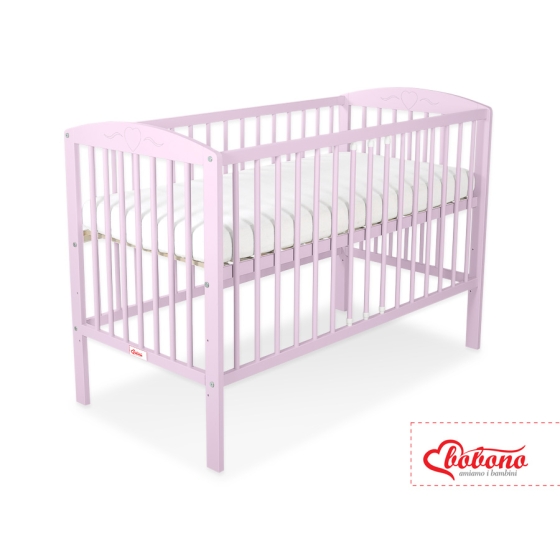 Baby cot bed 120x60cm with Hearts 5003-08- pink