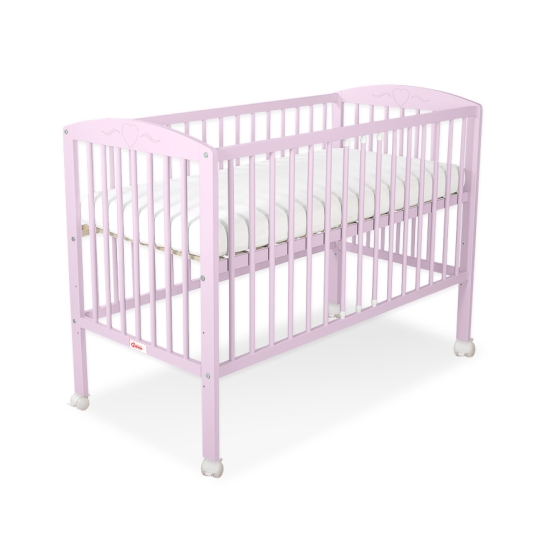 Baby cot bed 120x60cm with Hearts 5003-08- pink