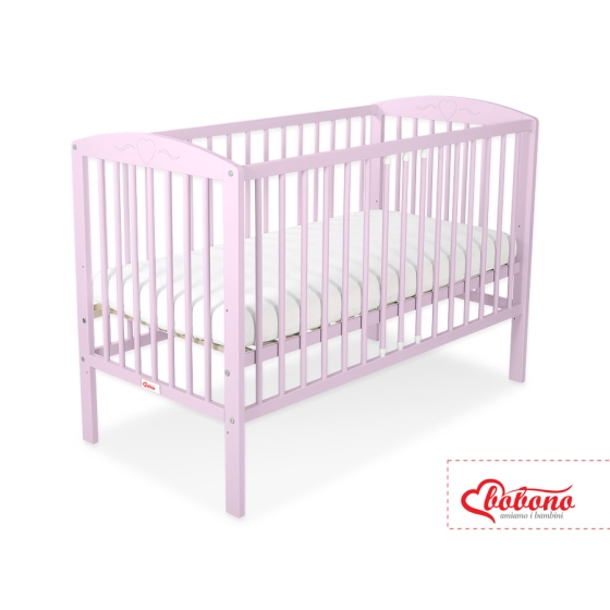 Baby cot bed 120x60cm with Hearts 5003-08- pink