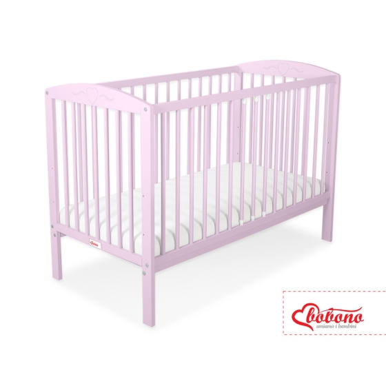 Baby cot bed 120x60cm with Hearts 5003-08- pink