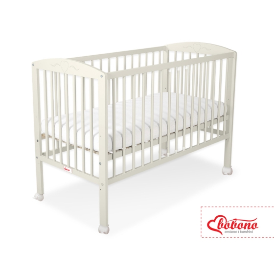 Baby cot bed 120x60cm with Hearts 5003-10- cream