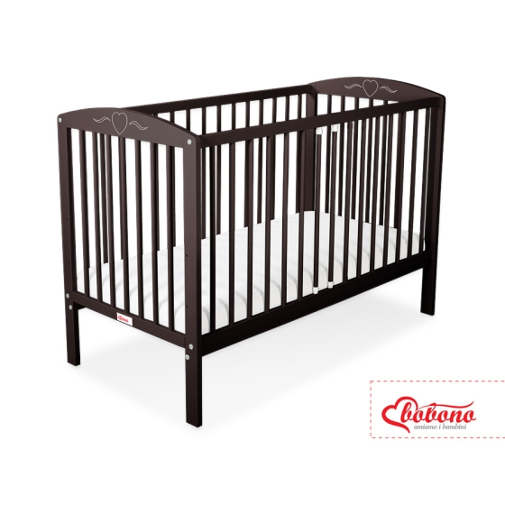 Baby cot bed 120x60cm with hearts Brown