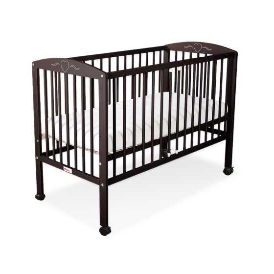 Baby cot bed 120x60cm with hearts Brown