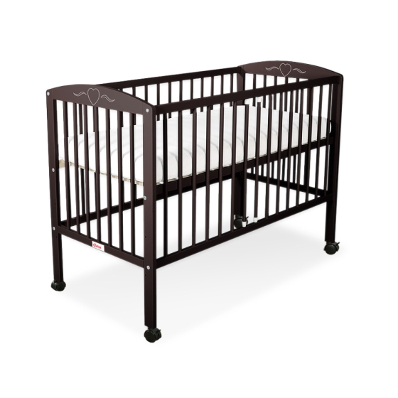 Baby cot bed 120x60cm with hearts Brown