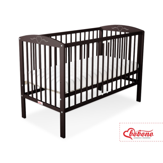 Baby cot bed 120x60cm with hearts Brown