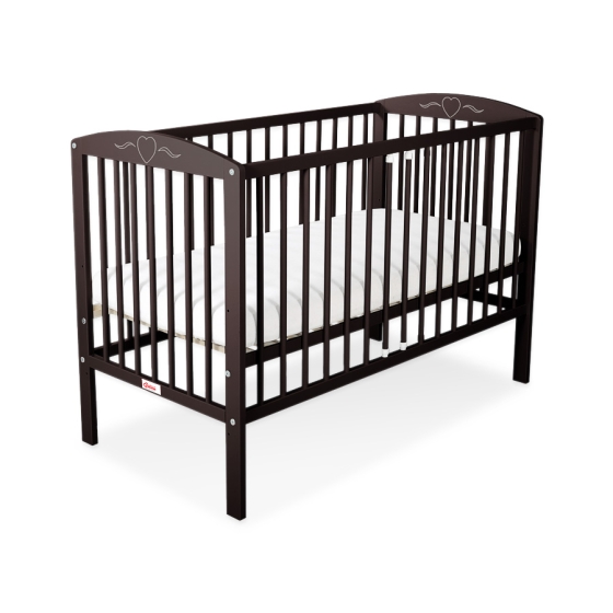 Baby cot bed 120x60cm with hearts Brown