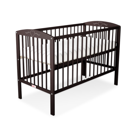 Baby cot bed 120x60cm with hearts Brown