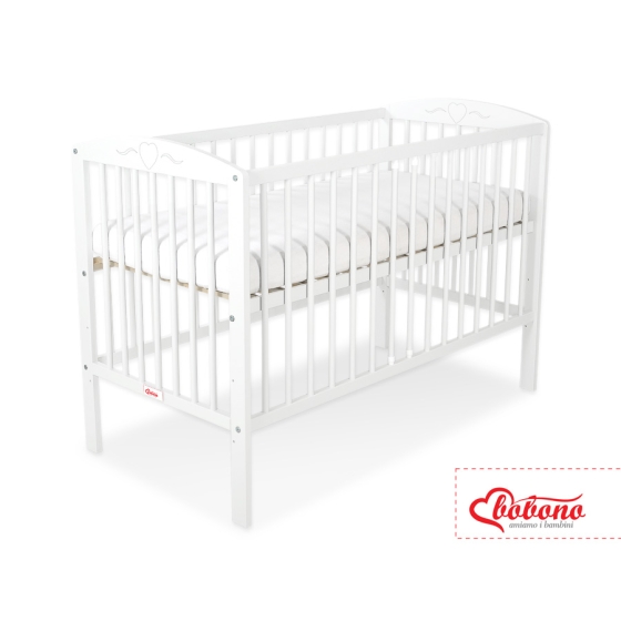 Baby cot bed 120x60cm with hearts White