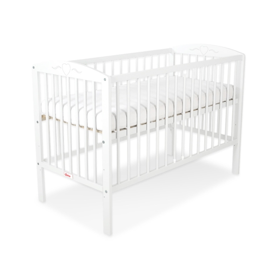 Baby cot bed 120x60cm with hearts White