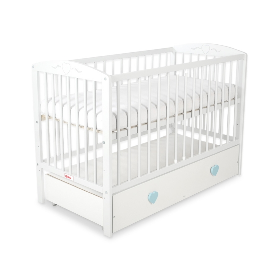 Baby cot bed 120x60cm with hearts with drawer MAXI