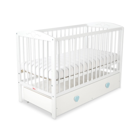 Baby cot bed 120x60cm with hearts with drawer MAXI