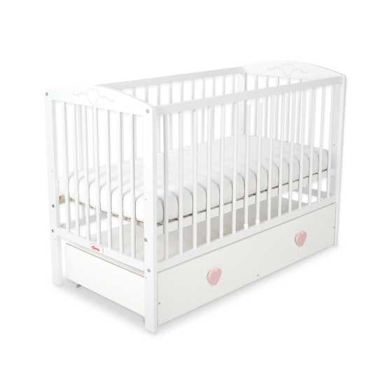 Baby cot bed 120x60cm with hearts with drawer MAXI
