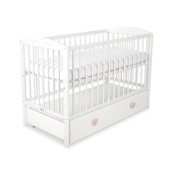 Baby cot bed 120x60cm with hearts with drawer MAXI