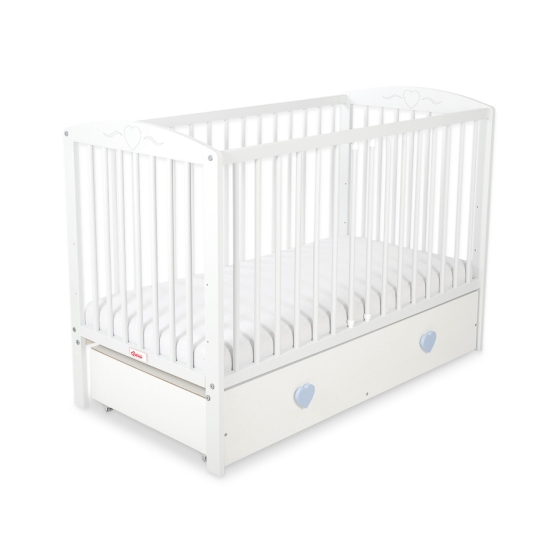 Baby cot bed 120x60cm with hearts with drawer MAXI