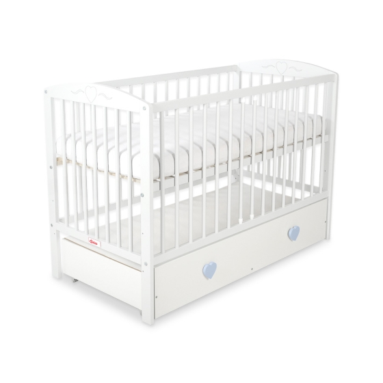 Baby cot bed 120x60cm with hearts with drawer MAXI