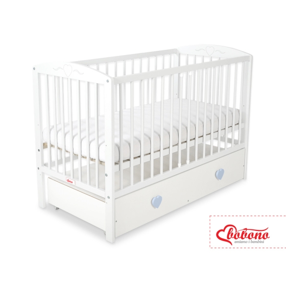 Baby cot bed 120x60cm with hearts with drawer MAXI